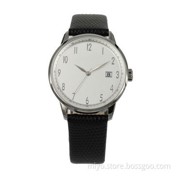 Men's style wristwatches in stainless steel case and genuine leather strap, Japan movement, 3ATM WRC